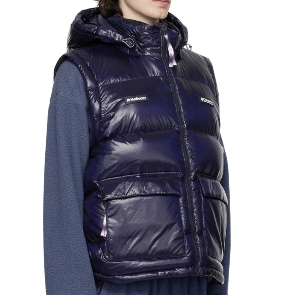Madhappy X Columbia Collab Down Feather Puffer Jacket Unisex Navy Blue L NWT - Picture 4 of 8